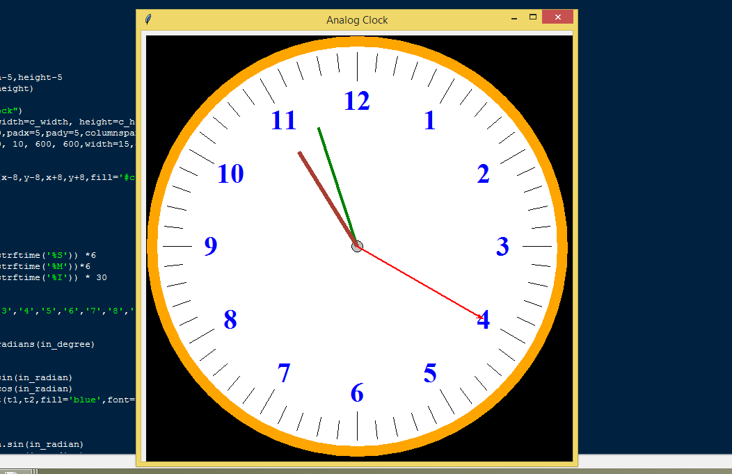 Simple Analog Clock using Tkinter in Python Free Source Code